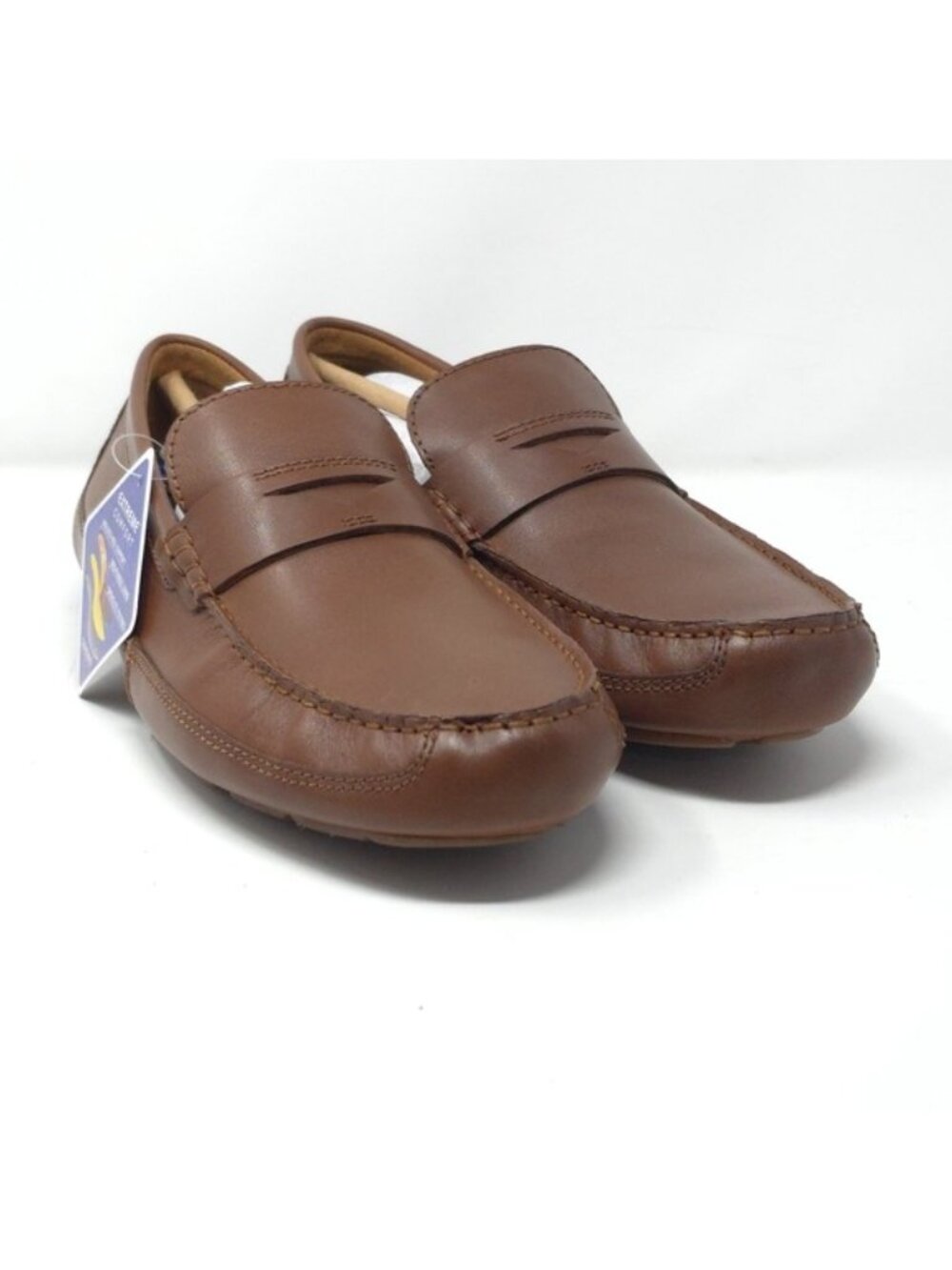 Clarks Markman Way Dark Tan Leather Loafer Slip On Shoes 9.5M - Picture 2 of 7